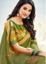 Green Embroidered Contemporary Saree