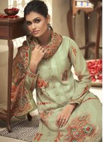 Green Embroidered Designer Palazzo Suit