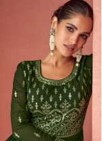 Green Embroidered Engagement Salwar Kameez