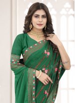 Green Embroidered Festival Contemporary Style Saree