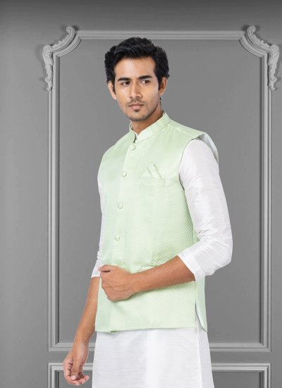 Green Embroidered Nehru Jackets