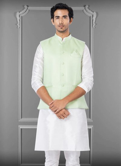 Green Embroidered Nehru Jackets