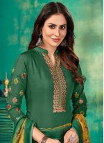 Green Embroidered Palazzo Salwar Suit