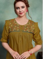 Green Embroidered Party Wear Kurti