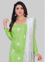 Green Embroidered Silk Pant Style Suit