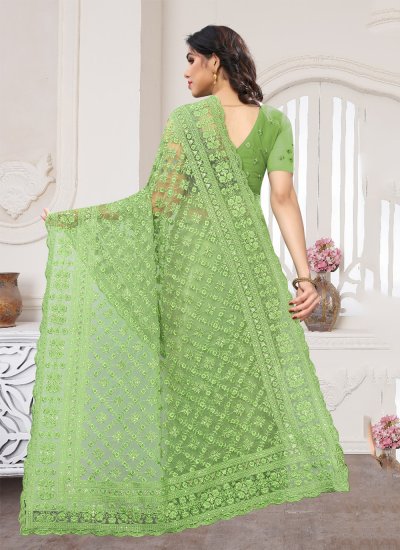 Green Embroidered Wedding Designer Saree