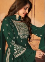 Green Embroidered Wedding Palazzo Salwar Suit