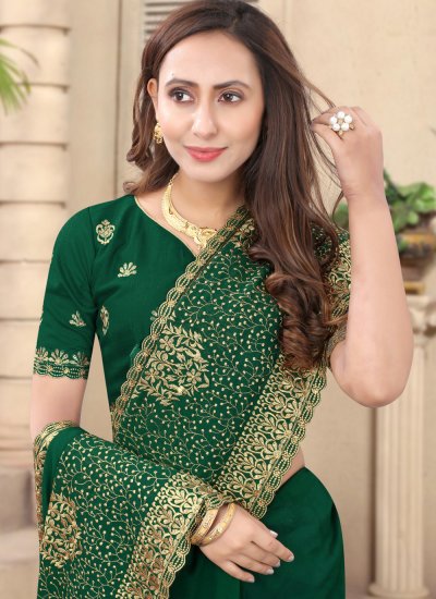 Green Engagement Silk Designer Saree