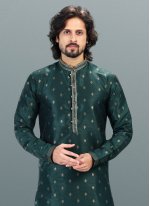 Green Fancy Banarasi Silk Kurta Pyjama