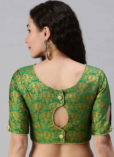 Green Fancy Jacquard Blouse 
                            Green Fancy Jacquard Blouse