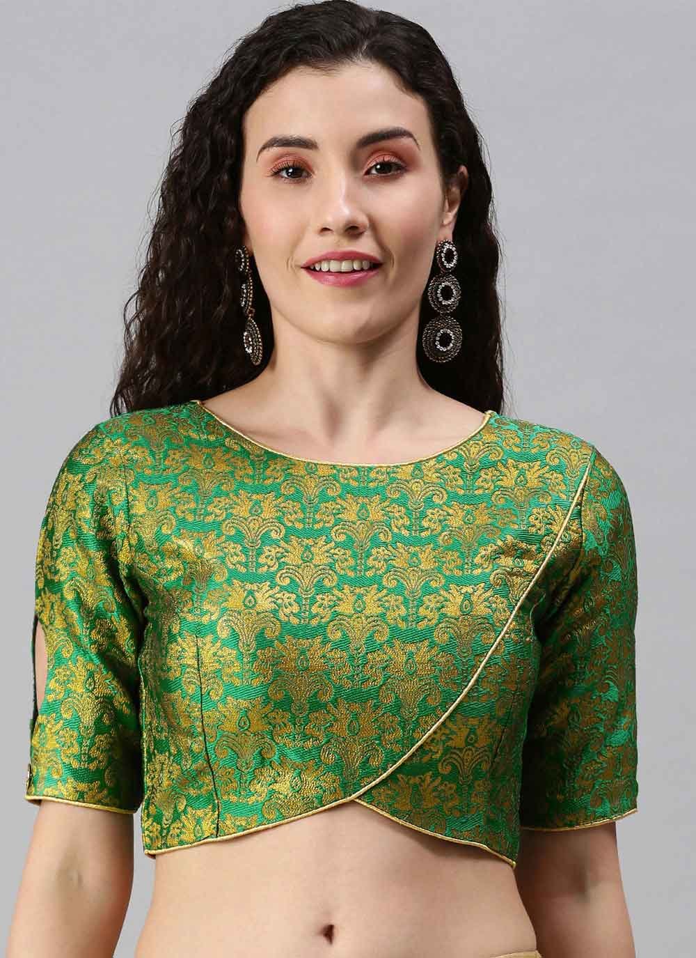 Green Fancy Jacquard Blouse