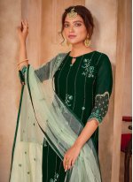 Green Faux Georgette Pant Style Suit