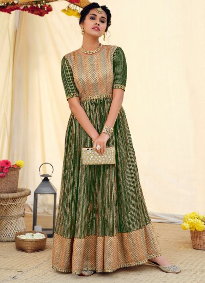 Green Festival Faux Georgette Designer Salwar Suit