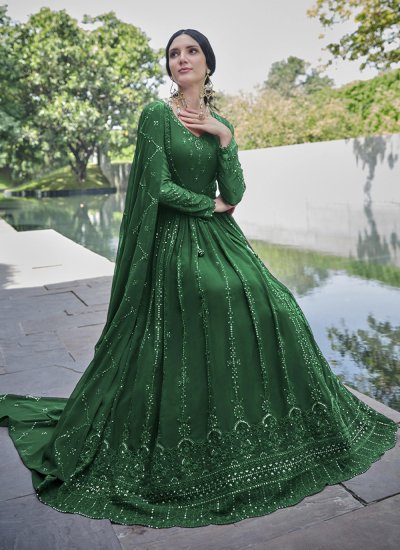Green Festival Layered Gown