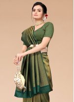 Green Festival Silk Blend Classic Saree