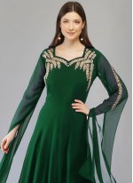 Green Georgette Embroidered Party Wear Kurti
