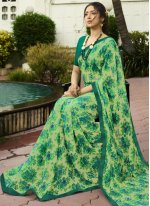Green Georgette Party Traditional Saree