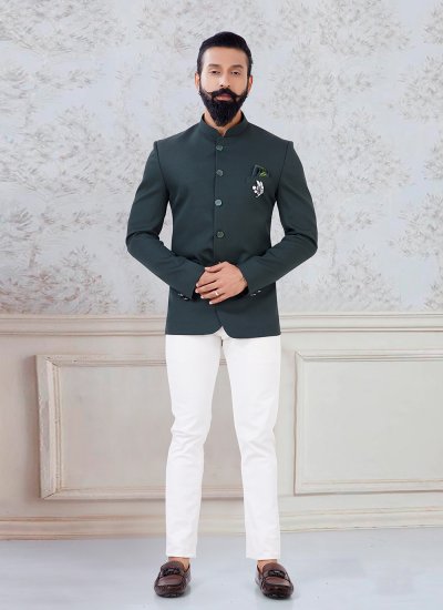 Green Imported Mehndi Jodhpuri Suit