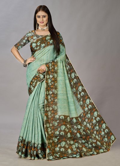 Green Jacquard Silk Festival Classic Designer Saree