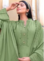 Green Muslin Designer Pakistani Suit