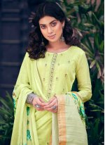 Green Muslin Digital Print Designer Pakistani Suit