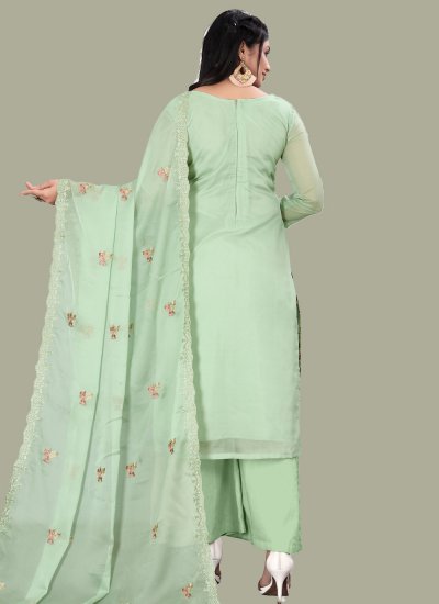 Green Organza Festival Trendy Salwar Suit