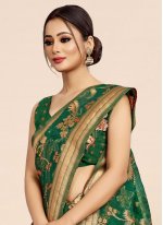 Green Organza Weaving Trendy Saree