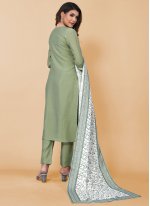 Green Poly Silk Readymade Salwar Kameez