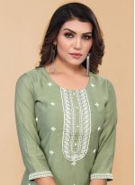 Green Poly Silk Readymade Salwar Kameez
