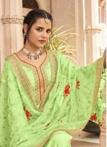 Green pure-dola Festival Straight Salwar Suit