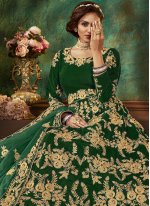 Green Resham Bridal Floor Length Anarkali Suit