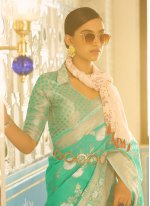 Green Satin Silk Weaving Classic Saree