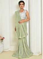 Green Sequins Georgette Classic Designer Saree