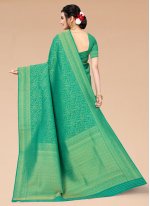 Green Silk Blend Classic Saree