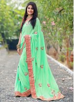 Green Silk Embroidered Designer Traditional Saree