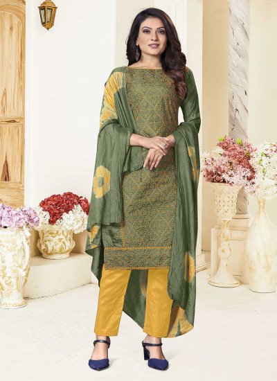Green Silk Festival Trendy Salwar Suit