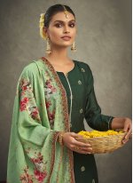 Green Silk Jacquard Work Trendy Salwar Kameez