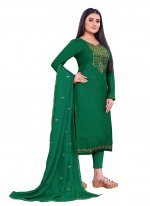 Green Silk Trendy Salwar Suit