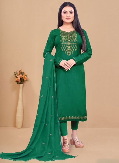 Green Silk Trendy Salwar Suit