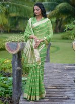 Green Silk Zari Contemporary Style Saree