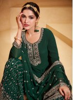 Green Swarovski Georgette Designer Salwar Suit