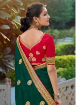 Green Vichitra Silk Classic Saree