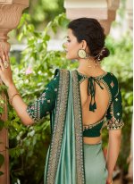 Green Vichitra Silk Designer Saree