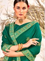 Green Vichitra Silk Festival Designer Traditional Saree