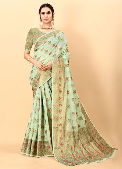 Green Weaving Contemporary Saree