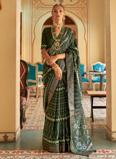 Green Weaving Patola Silk  Trendy Saree