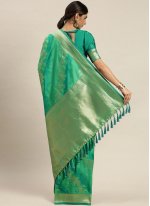 Green Weaving Poly Silk Traditional Designer Saree
