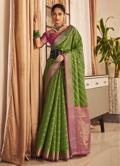 Green Weaving Saree