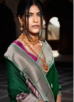 Green Weaving Silk Traditional Designer Saree