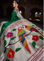 Green Weaving Silk Traditional Designer Saree